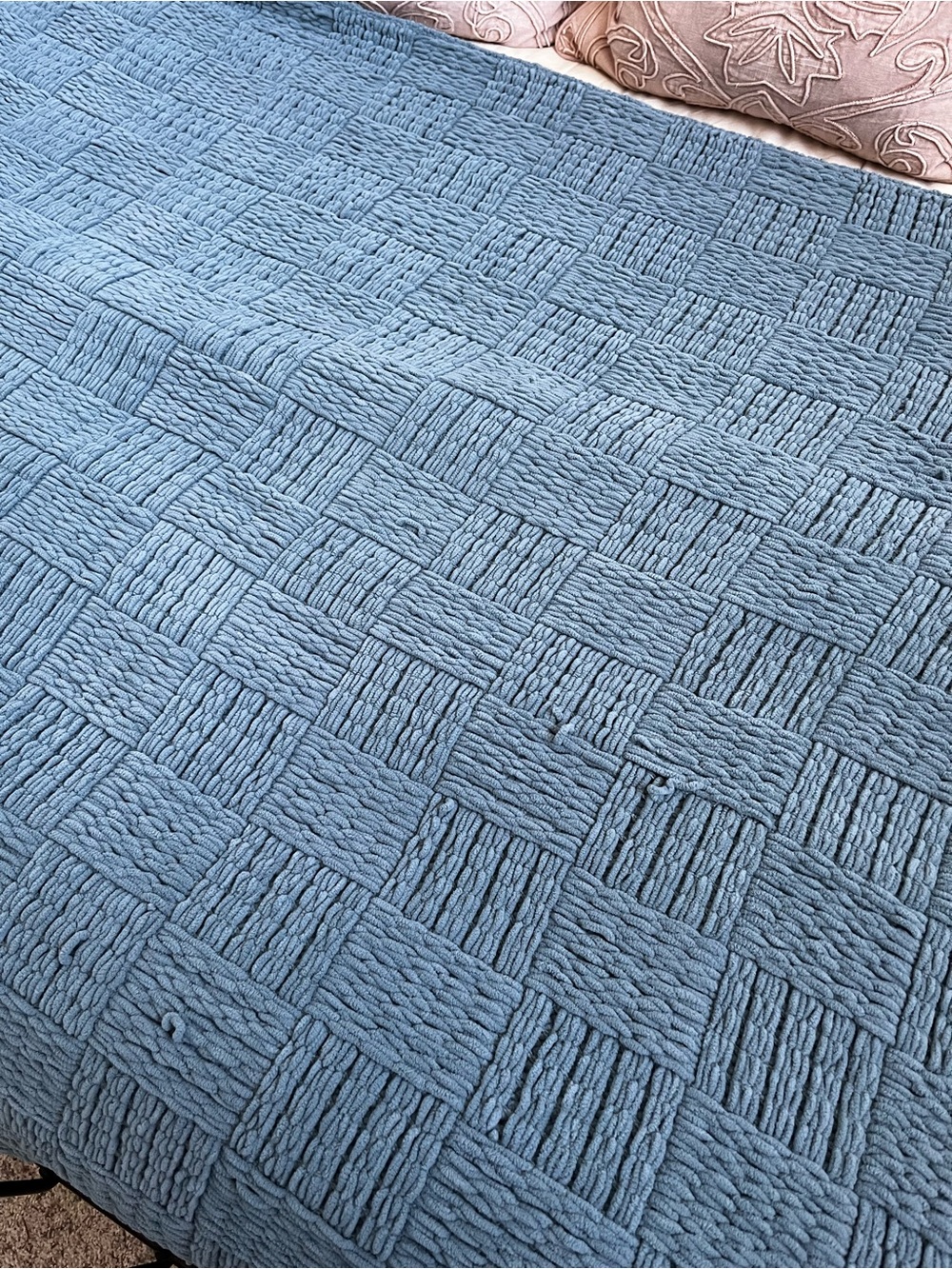 Blue Throw Blanket Chunky Knit
